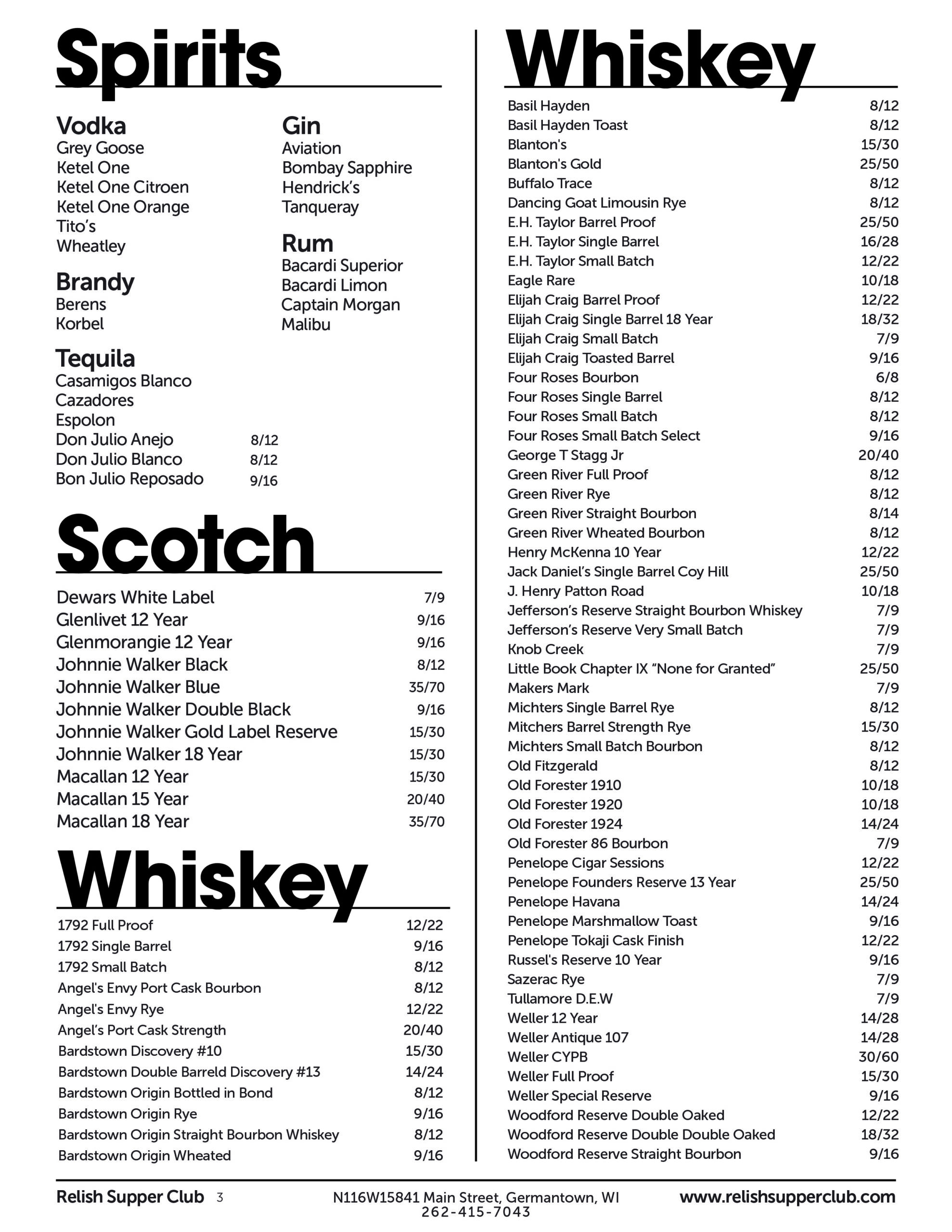 Menu - Relish Supper Club Menu - Relish Supper Club
